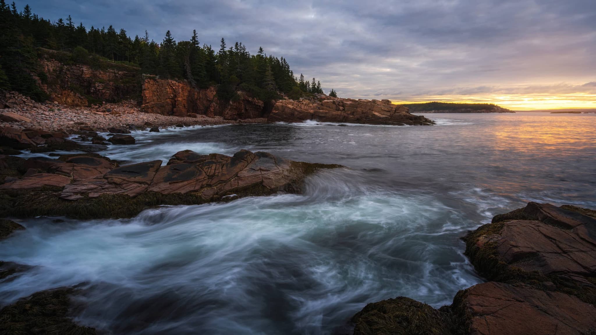 Acadia shoreline at sunrise